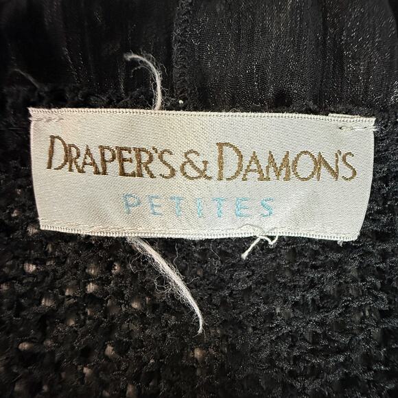 Draper's & Damon’s Petites Black Ruffle Trim Knit Cardigan Sweater Shrug - Picture 3 of 4
